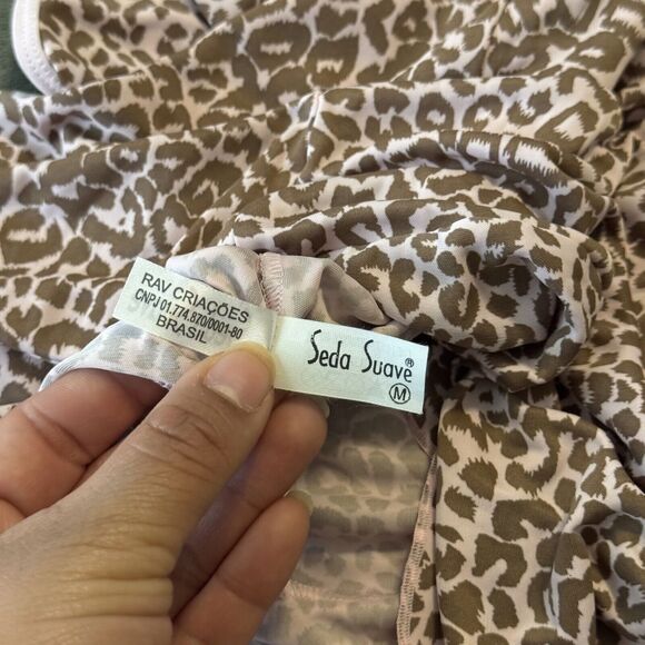 Seda Suave Sleep Dress Women's Medium Pink Leopard Print Bow Slip Lingerie NWT - Picture 6 of 9